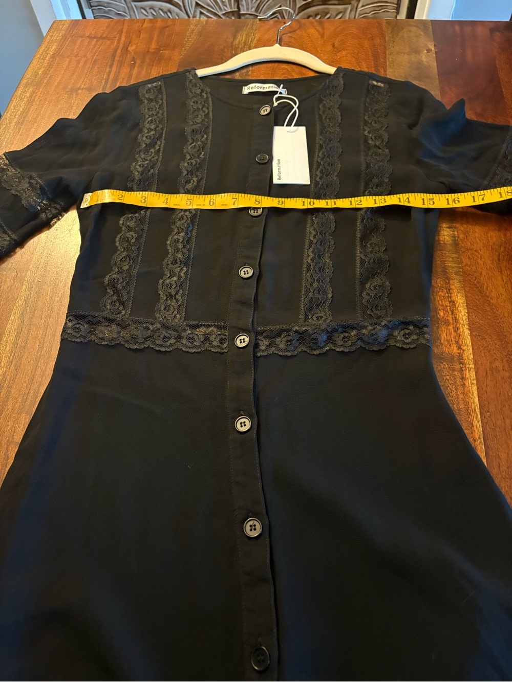 Reformation Surrey Black Lace Georgette Midi Dress Size 8 NWT (RUNS SMALL) - Picture 13 of 15